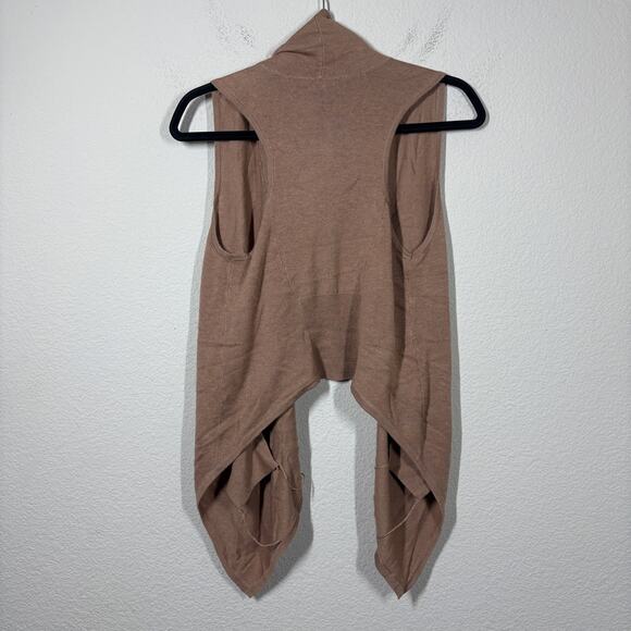 BCBGMaxazria Small Camel Brown Wool Blend Anton Sleeveless Draped Vest - Picture 6 of 9